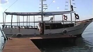 Блондинку-латину трахнули в анал на причале, пока лодки проходят мимо - порно видео