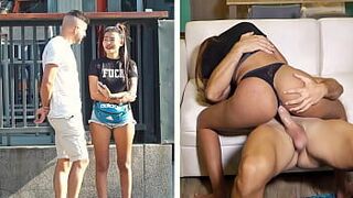 Сексуальную азиатскую молодую женщину сняли на улице и доминировали над ее киской - порно видео