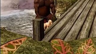 Жену на сафари трахает огромный африканский бык - порно видео